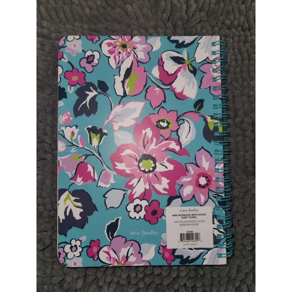 New~Vera Bradley Mini Notebook with Pocket - Gaby Floral‎ Pattern-College Ruled